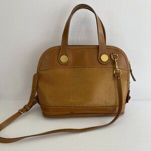 Dooney & Bourke Brown Leather Perforated Satchel Tote Purse